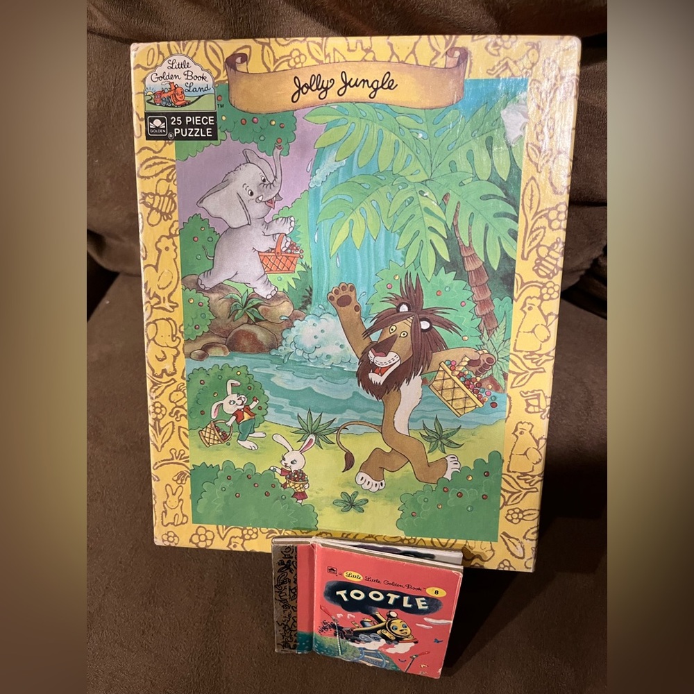 Little Golden books Jolly Jungle Puzzle - 25 Piece with bonus mini book Tootle